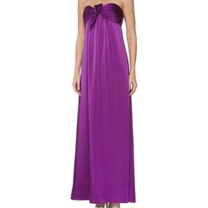BCBG Orchid Strapless Knotted Satin Gown